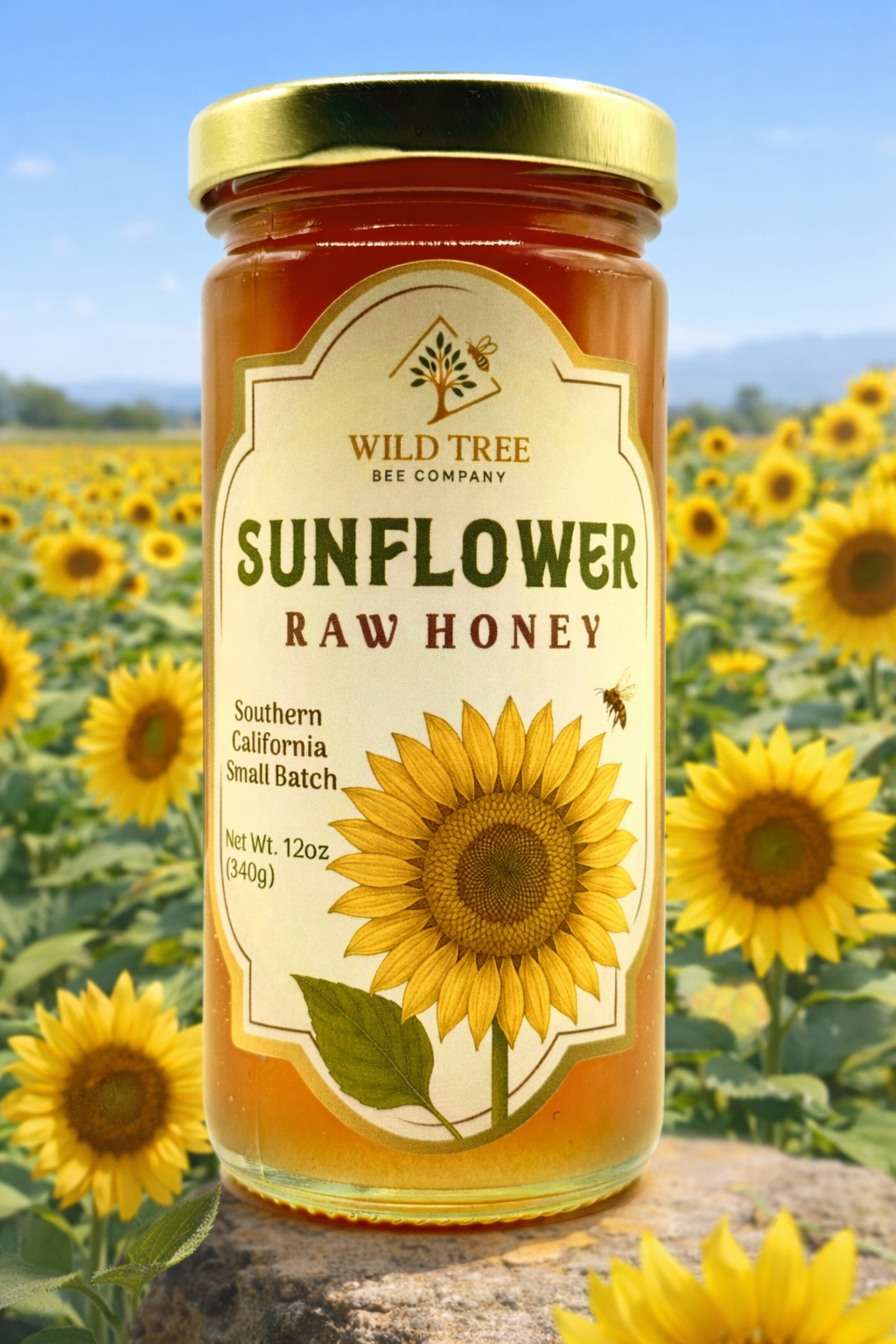 California Sunflower Raw Honey – Small Batch Southern California Honey - Limited Harvest - 12oz