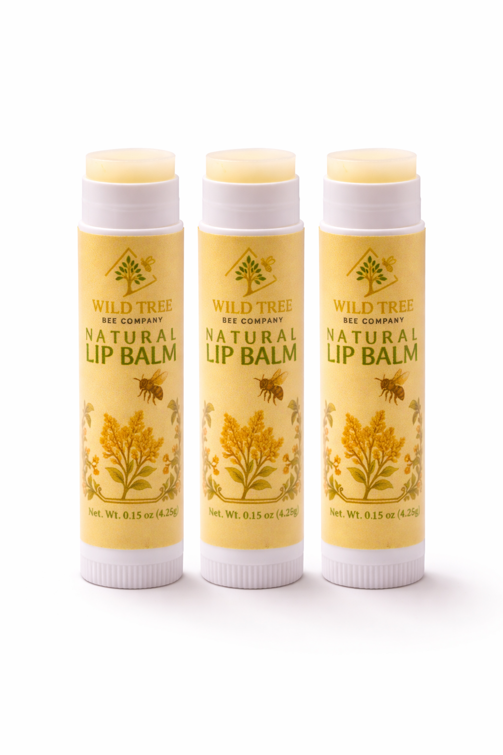 Natural Beeswax Lip Balm 3-Pack