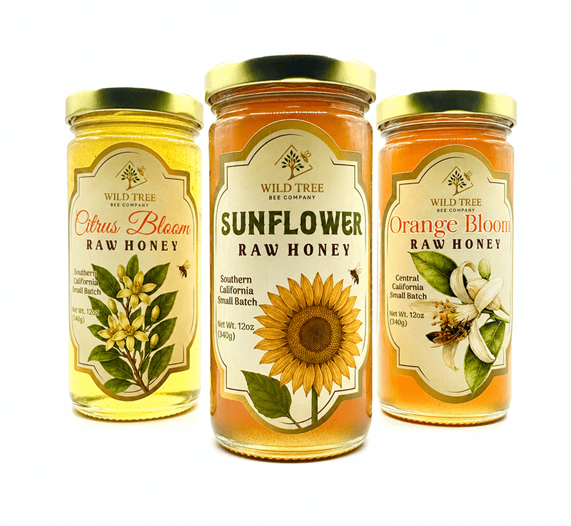 California Sunshine Honey Trio - Small Batch Honey Set - Wild Tree Bee Company