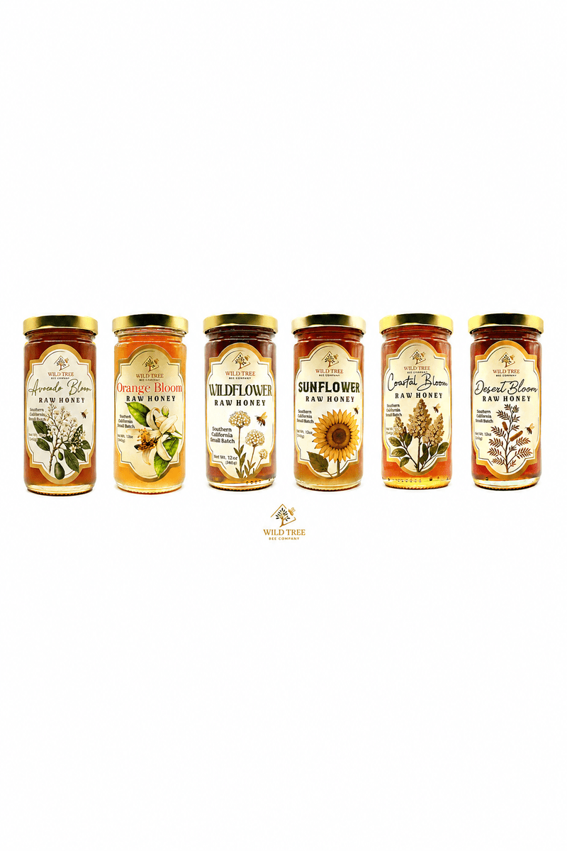 The California Collection - Raw Honey Bundle - Six 12 oz Jars - Wild Tree Bee Company